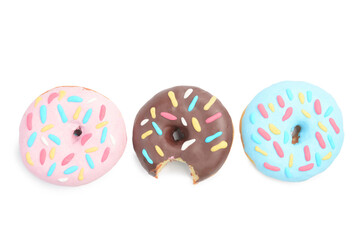Delicious donuts on white background