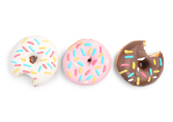 Delicious donuts on white background