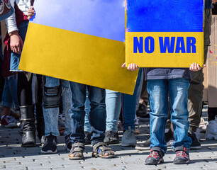 NO WAR Demonstration Ukraine background