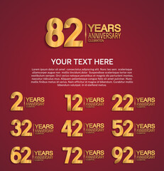 set anniversary logotype premium collection golden color on red background