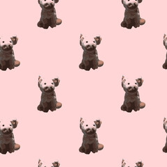 Piglet, pig, farm. Vector seamless pattern. Background illustration, decorative design for fabric or paper. Ornament modern
