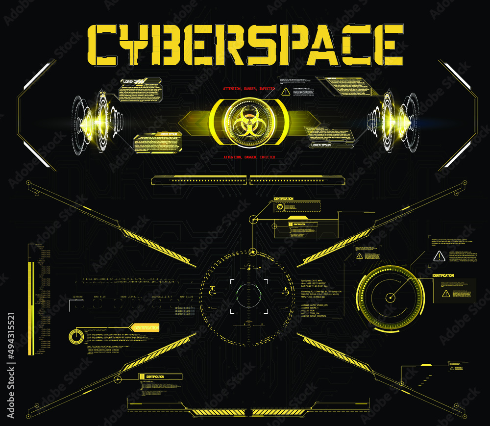 Poster futuristic vector hud interface screen design. digital callouts titles. hud ui gui futuristic user i