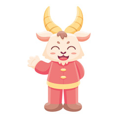 Isolated cute goat with traditional chinese clothes Zodiac sign Vector illustration