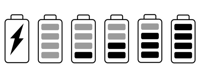 battery life icon set, battery charge indicator