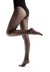 Obraz premium Beautiful young woman in black tights isolated on white
