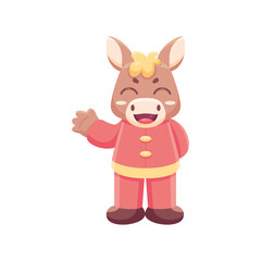 Isolated cute horse with traditional chinese clothes Zodiac sign Vector illustration
