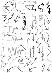 Set of vector hand drawning arrows.directions signs or symbols,arrow,firework,bow,tail, heart, set,line ,love,speech bubble,pointer,Vector hand drawning arrows and direction concept.