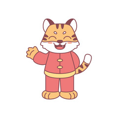 Isolated cute lion with traditional chinese clothes Zodiac sign Vector illustration