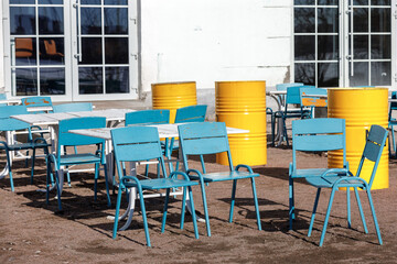 outdoor city europe. empty street cafe