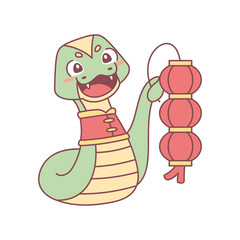 Isolated cute snake with traditional chinese clothes Zodiac sign Vector illustration
