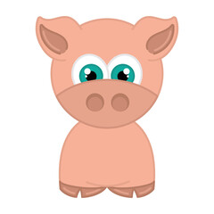 Fototapeta premium Isolated cute pig cartoon icon Vector