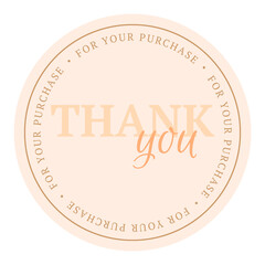 Thank you for your purchase handwritten inscription. hand drawn lettering. Thank you calligraphy. Thank you card sticker. Vector illustration.