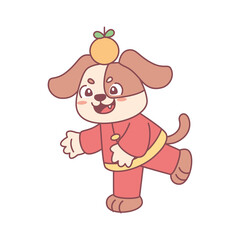 Isolated cute dog with traditional chinese clothes Zodiac sign Vector illustration