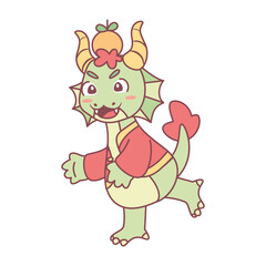 Obraz na płótnie Canvas Isolated cute dragon with traditional chinese clothes Zodiac sign Vector illustration