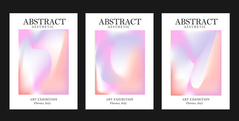 Collection of Abstract Gradient Swirl Posters. Modern Colorful Fluid Backgrounds Collection. Minimal Backdrop for Placard, Card, Banner, Cover.