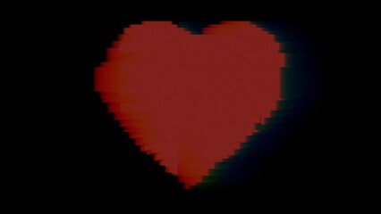 Glitch distortion fx: a beating heart (pumping with a regular beat), universal symbol.