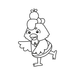Isolated cute rooster with traditional chinese clothes Zodiac sign Vector illustration