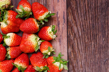 Fresh juicy strawberries with leaves. Strawberry..