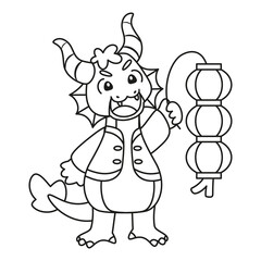 Isolated cute dragon with traditional chinese clothes Zodiac sign Vector illustration