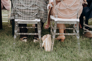 wedding ceremony preparation, transparent chiavari chairs 