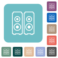Speakers outline rounded square flat icons