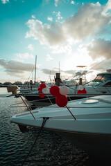 boat on the sea party balloons colors red white miami usa florida 
