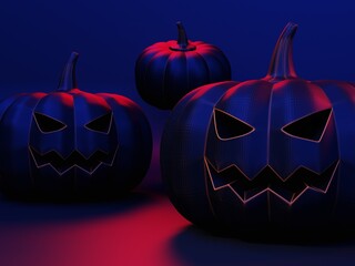 Halloween pumpkin image on uniform background, 3D rendering
