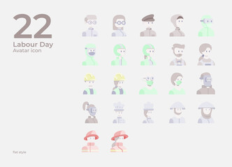 Labour Day Avatars Icon In Flat Style