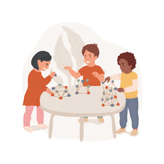 Building STEM projects isolated cartoon vector illustration. STEM project learning activity, build together, science for children, before and afterschool program, kindergarten vector cartoon.