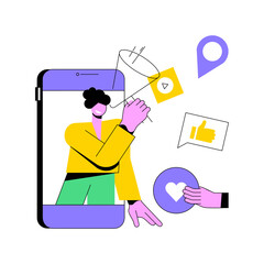 Online PR abstract concept vector illustration. Public relations online solution, digital PR service, agency website element, online media communication, UI design, menu bar abstract metaphor.