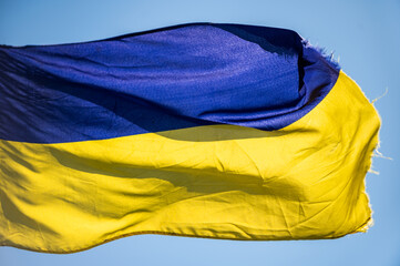 Fototapeta na wymiar Ukrainian flag during wars