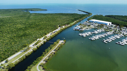 Aerial view of Florida's southwest marina in the United States