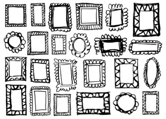 Hand drawn frames. Set of vector design element.  - 494328987