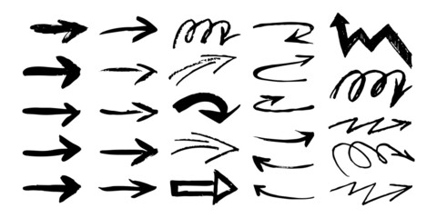 Arrows. Grunge hand drawn vector illustration. - 494328988
