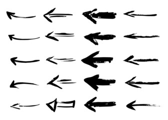 Grunge arrows. Hand drawn vector illustration.