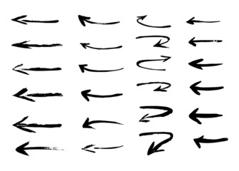Set of grunge arrows. Hand drawn vector illustration. - 494328993