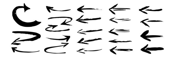 Set of arrows. Grunge hand drawn vector illustration