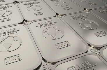 silver bullion wallpaper 3d illustration rendering