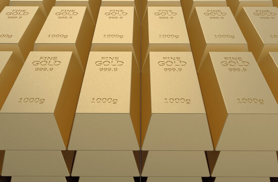 Gold Bar Ingot Isolated White Background Texture 3d Illustration Rendering