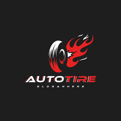 tire with fire logo, automotive logo design