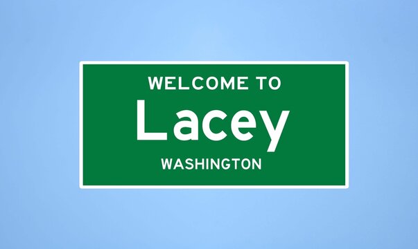 Lacey, Washington city limit sign. Town sign from the USA.