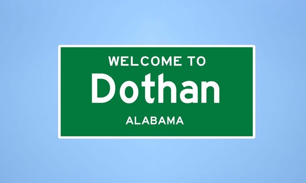 Dothan, Alabama city limit sign. Town sign from the USA.