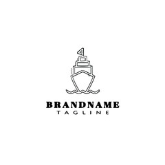 Obraz premium boat logo cartoon icon design black isolated vector illustration