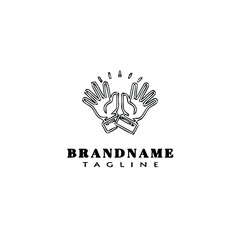 hand clapping logo cartoon design template icon black isolated vector illustration