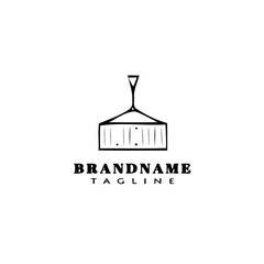 crane lifts a cargo container logo cartoon icon design template illustration