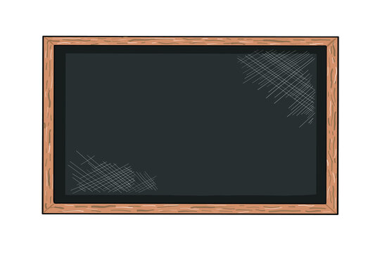 Vector Vintage Hand Drawn Black Chalkboard Isolated on White Background. Education concept design elements. Teacher's Day and Back to School Drawing Design. Title Bar or Banner Template.
