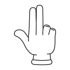 Isolated hand cartoon outline icon doing a gesture Vector illustration