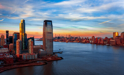 sunset over manhattan