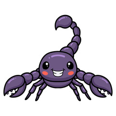Cute purple scorpion cartoon character