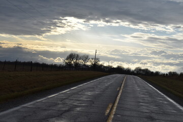 Sunny Clouds Over a Highway